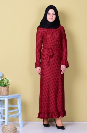 Weinrot Hijab Kleider 2104-02