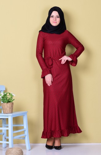 Claret Red Hijab Dress 2104-02