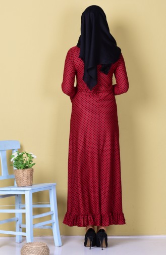 Claret Red Hijab Dress 2104-02