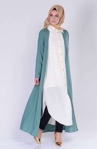 BENGISU Long Viscose Cardigan 4028-17 Almond Green 4028-17