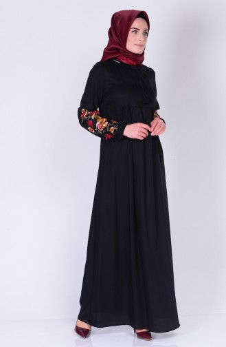 İşlemeli Elbise 1600-04 Siyah