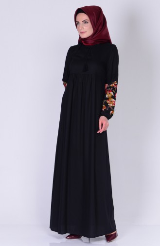 İşlemeli Elbise 1600-04 Siyah
