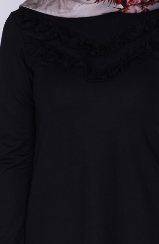 Fırfır Detaylı Elbise 2063-01 Siyah