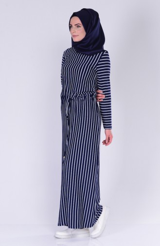 Navy Blue Hijab Dress 0112
