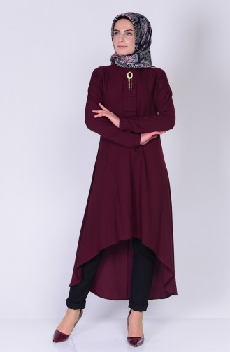 Kravat Detaylı Tunik 2049-15 Vişne