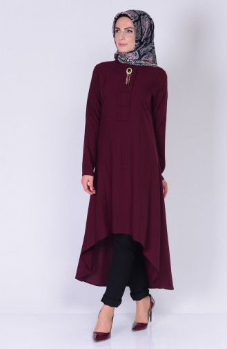 Kravat Detaylı Tunik 2049-15 Vişne