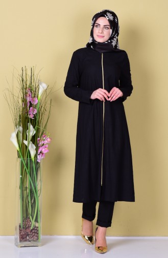 Fermuarlı Uzun Tunik 1215-06 Siyah