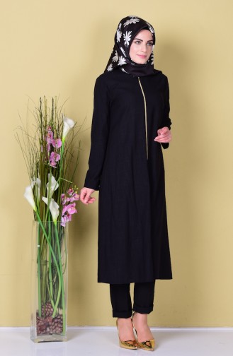 Fermuarlı Uzun Tunik 1215-06 Siyah