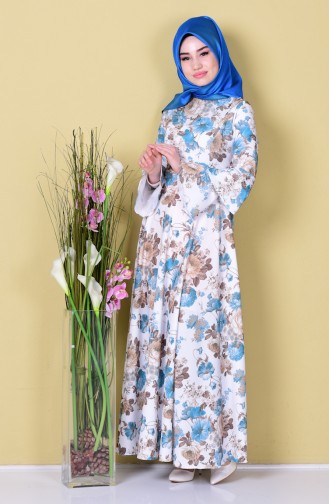 Petrol Hijab Dress 4045-12