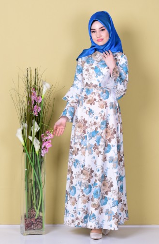 Robe Hijab Pétrole 4045-12