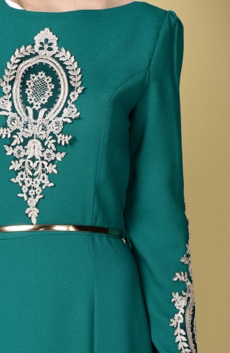 Green Hijab Evening Dress 3006-04