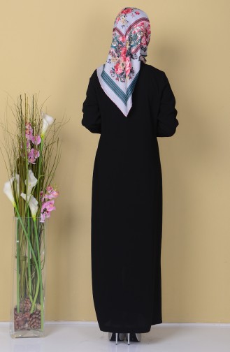 SUKRAN Sequin Detailed Zippered Abaya 35761-01 Black 35761-01
