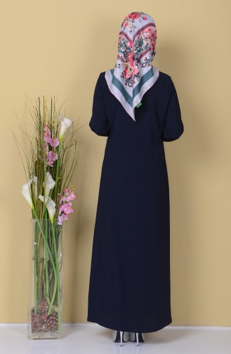 SUKRAN Sequin Detailed Zippered Abaya 35761-02 Navy Blue 35761-02