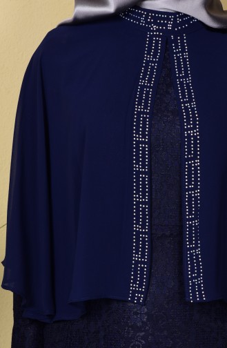 Navy Blue Hijab Dress 81396-02
