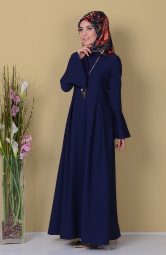Navy Blue Hijab Dress 1626-10
