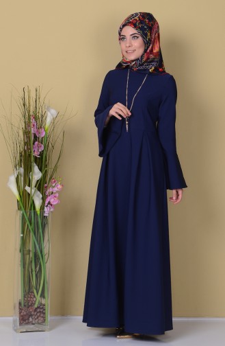 Navy Blue Hijab Dress 1626-10