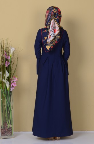 Navy Blue Hijab Dress 1626-10