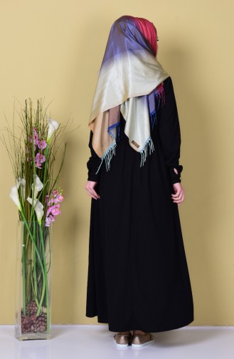 Pileli Elbise 8054-05 Siyah