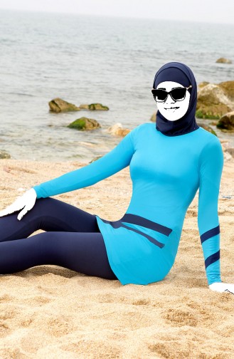 Blue Modest Swimwear 1112-03
