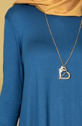 Tunique Peigné avec Collier 0721-02 Pétrole 0721-02