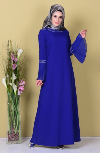 Robe Manches Plissées 99025-04 Bleu Roi 99025-04