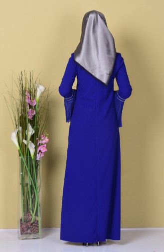Robe Manches Plissées 99025-04 Bleu Roi 99025-04