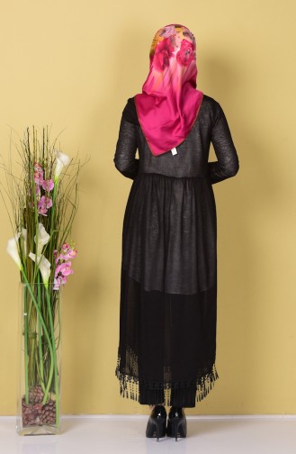 Gilet a Dentelle et Capuche 1197-01 Noir 1197-01