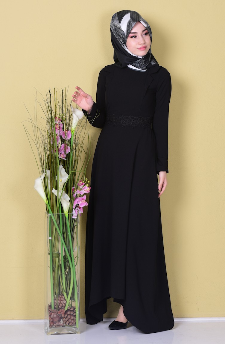 Black Hijab Dress 9903102 Sefamerve