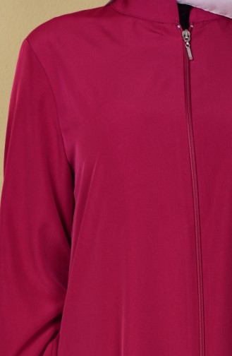 Rundhalsausschnitt Abaya mit Reißverschluss 6022-07 Fuchsia 6022-07