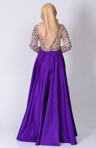 Purple Hijab Evening Dress 6306-05