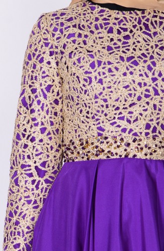 Purple Hijab Evening Dress 6306-05