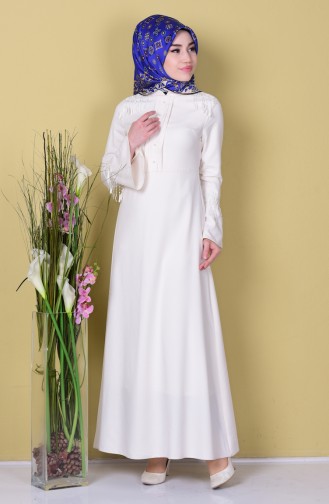 Ecru Hijab Dress 8048-03