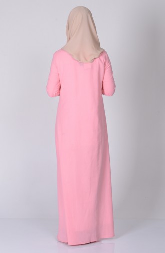 Nakışlı Şile Bezi Elbise 2800-04 Pembe