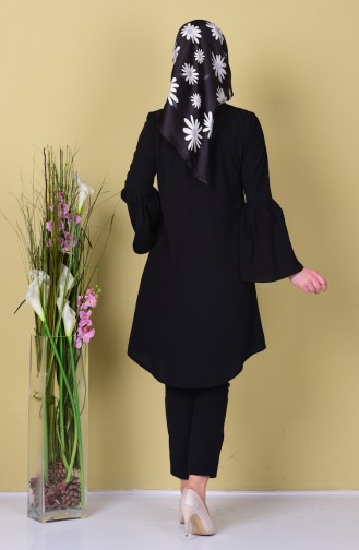 İspanyol Kol Düğmeli Tunik 5067-03 Siyah