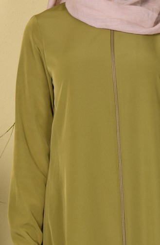 Rundhalsausschnitt Abaya mit Reißverschluss 6022-04 Öl Grün 6022-04