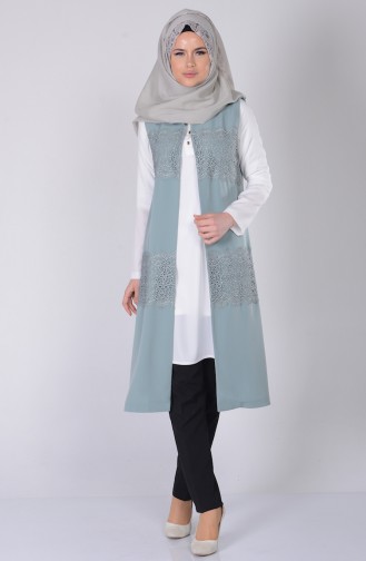 Ensemble Deux Pieces Tunique Gilet 4104-01 Vert Noisette 4104-01