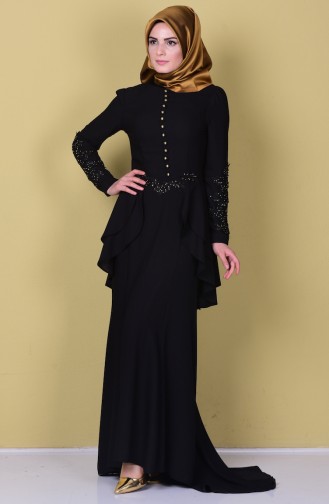 Black Hijab Evening Dress 3008-05