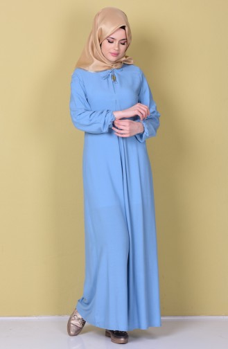 Viskose Kleid mit Schnürer 1134-23 Baby Blau 1134-23