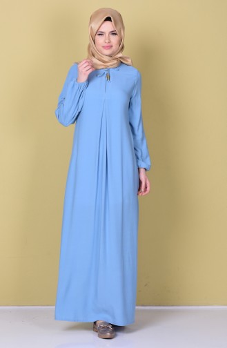 Bağcık Detaylı Viskon Elbise 1134-23 Bebe Mavi