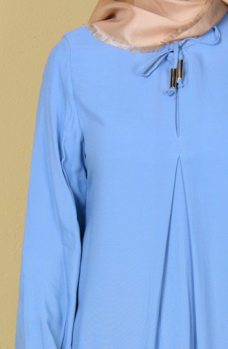 Bağcık Detaylı Viskon Elbise 1134-23 Bebe Mavi