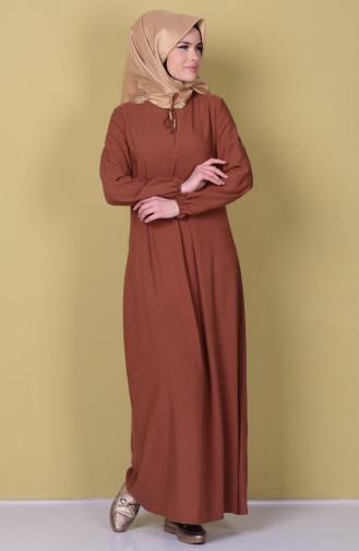 Bağcık Detaylı Viskon Elbise 1134-24 Vizon