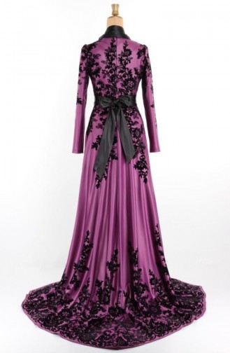 Purple Hijab Evening Dress 1095-06