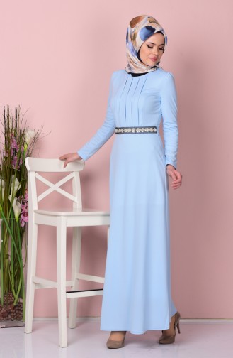 Baby Blue Hijab Dress 2735-10