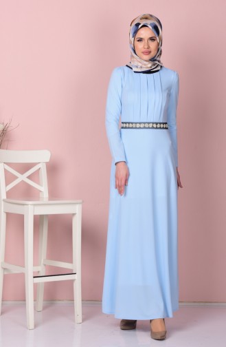 Baby Blue Hijab Dress 2735-10