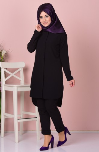 Düz Krep Tunik 2783-06 Siyah