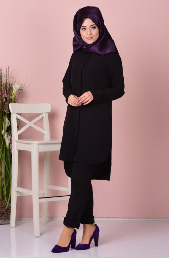 Düz Krep Tunik 2783-06 Siyah