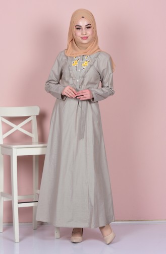 Beige Hijab Dress 6501-06