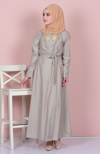 Beige Hijab Kleider 6501-06