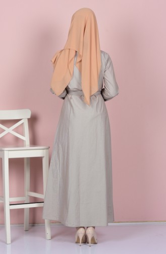 Beige Hijab Dress 6501-06