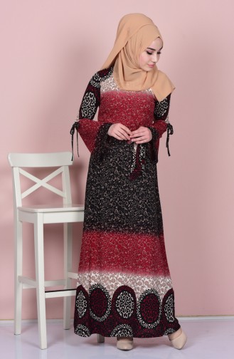 Claret Red Hijab Dress 3001-02